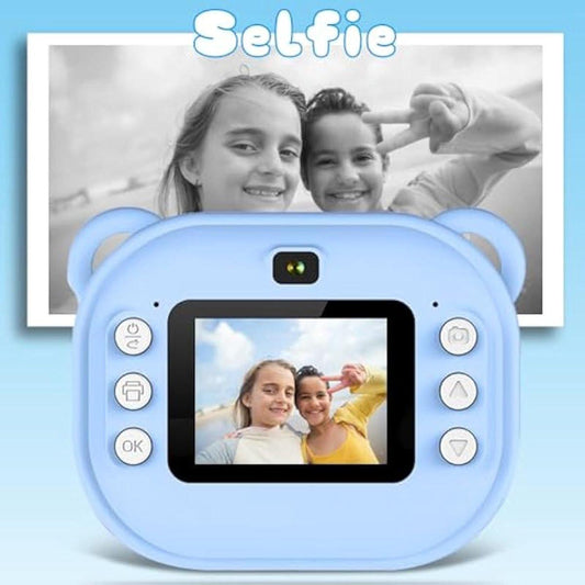 Instant Camera, 1080p HD Digital Camera, Suitable for Boys and Girls, Includes a GB Memory Card and Printer Paper - Blue.