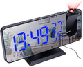Radio Wekker digital projection with 4 dimmers and 180° rotation - 2 sounds - Groot 7.4'' mirror screen Black-Blue