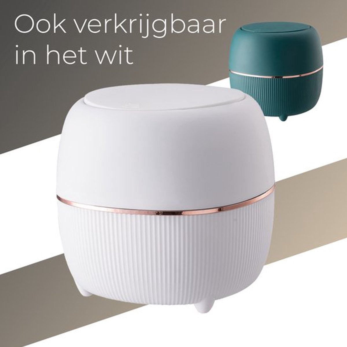 Klein Prullenbak - Designer Trash Can with Lid - Mini Prullenbak - Small trash can ideal for the countertop, desk, bathroom or table - Tabletop Trash Can - Green