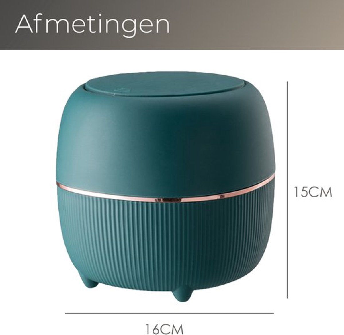 Klein Prullenbak - Designer Trash Can with Lid - Mini Prullenbak - Small trash can ideal for the countertop, desk, bathroom or table - Tabletop Trash Can - Green