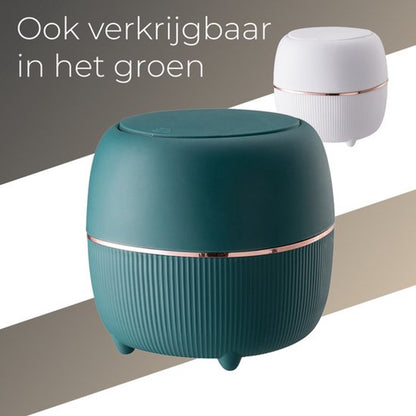 Klein Prullenbak - Designer Trash Can with Lid - Mini Prullenbak - Small trash can ideal for the countertop, desk, bathroom or table - Tabletop Trash Can - Wit