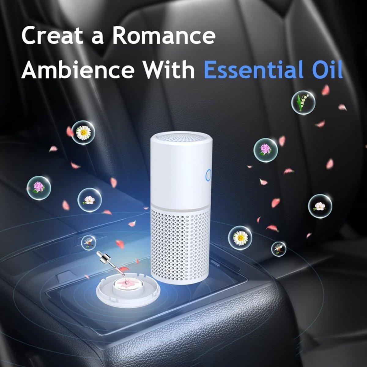 Air purifier - Mini portable air purifier - Car air filter - Ionizer - Works against dust mites and hay fever - Air filter - Wit.