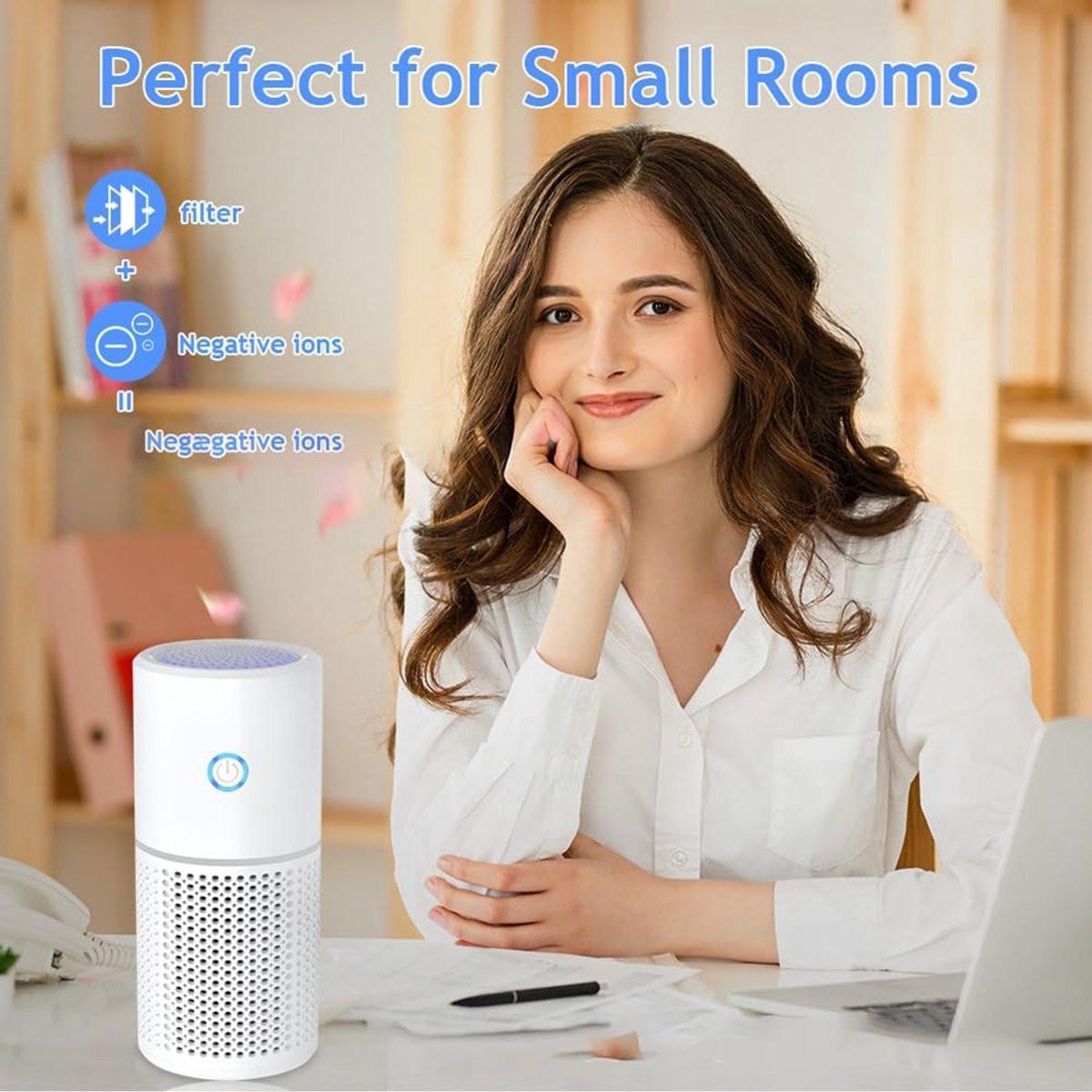 Air purifier - Mini portable air purifier - Car air filter - Ionizer - Works against dust mites and hay fever - Air filter - Wit.