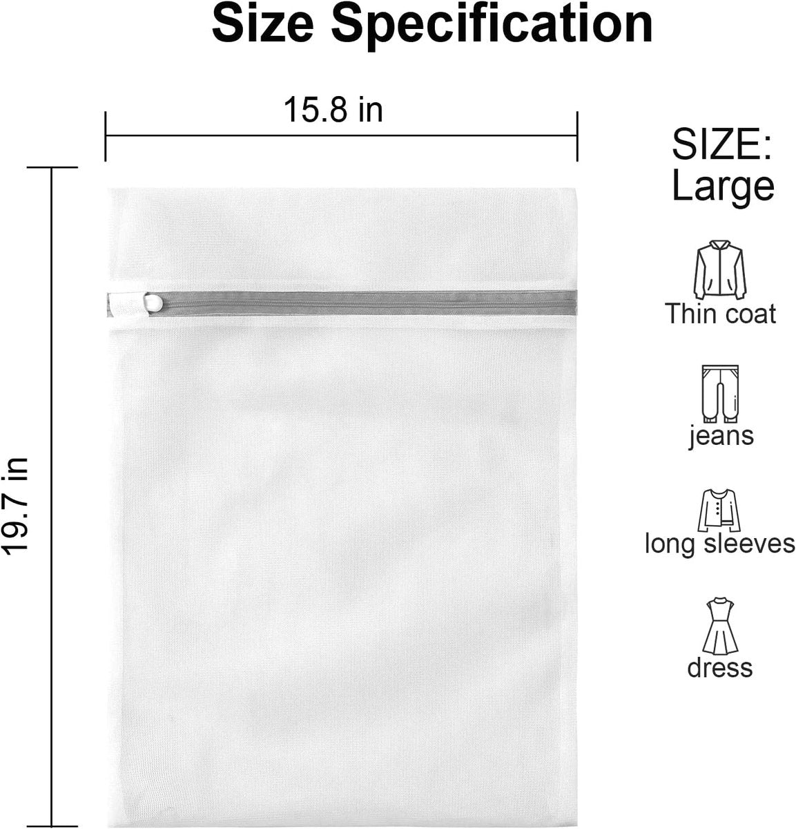 Set of 3 Laundry Bags - Net Clothes - Groot Laundry Nets - Large, Strong Bags - Delicate Clothes - Perfect for Washing Machines - Jackets - Jeans - 40 x 50 cm - Household Accessory
