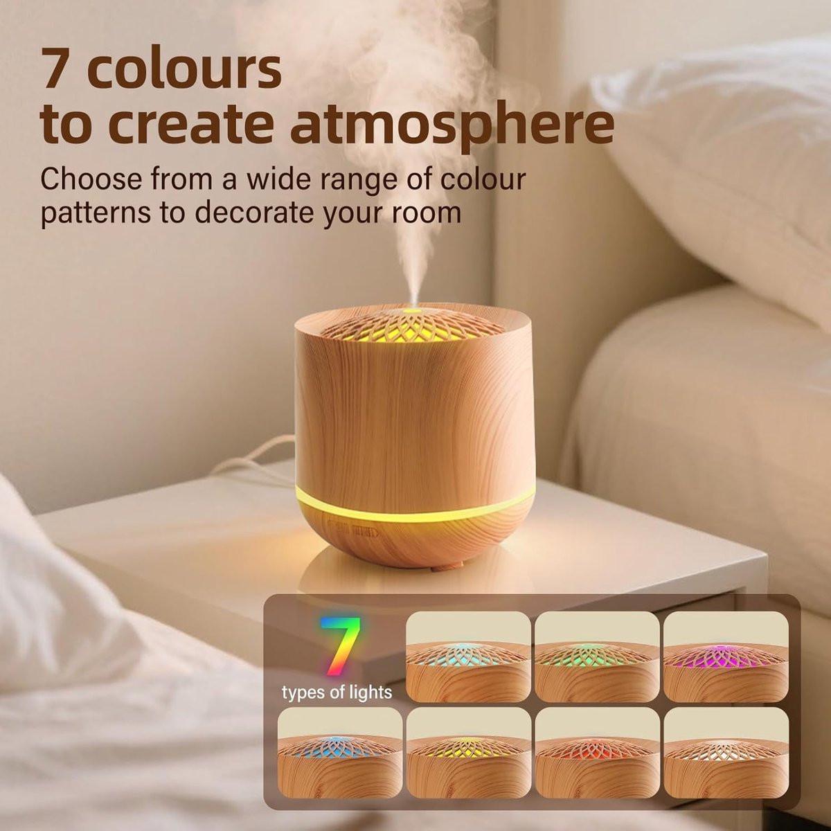Humidifiers - Aromatherapy Humidifier - 300ml Diffuser - Air Humidifier - Room Humidifier - 7-Color LED - Light and Automatic Shut-Off - Essential Oil Diffuser for Home and Office (Light Color).