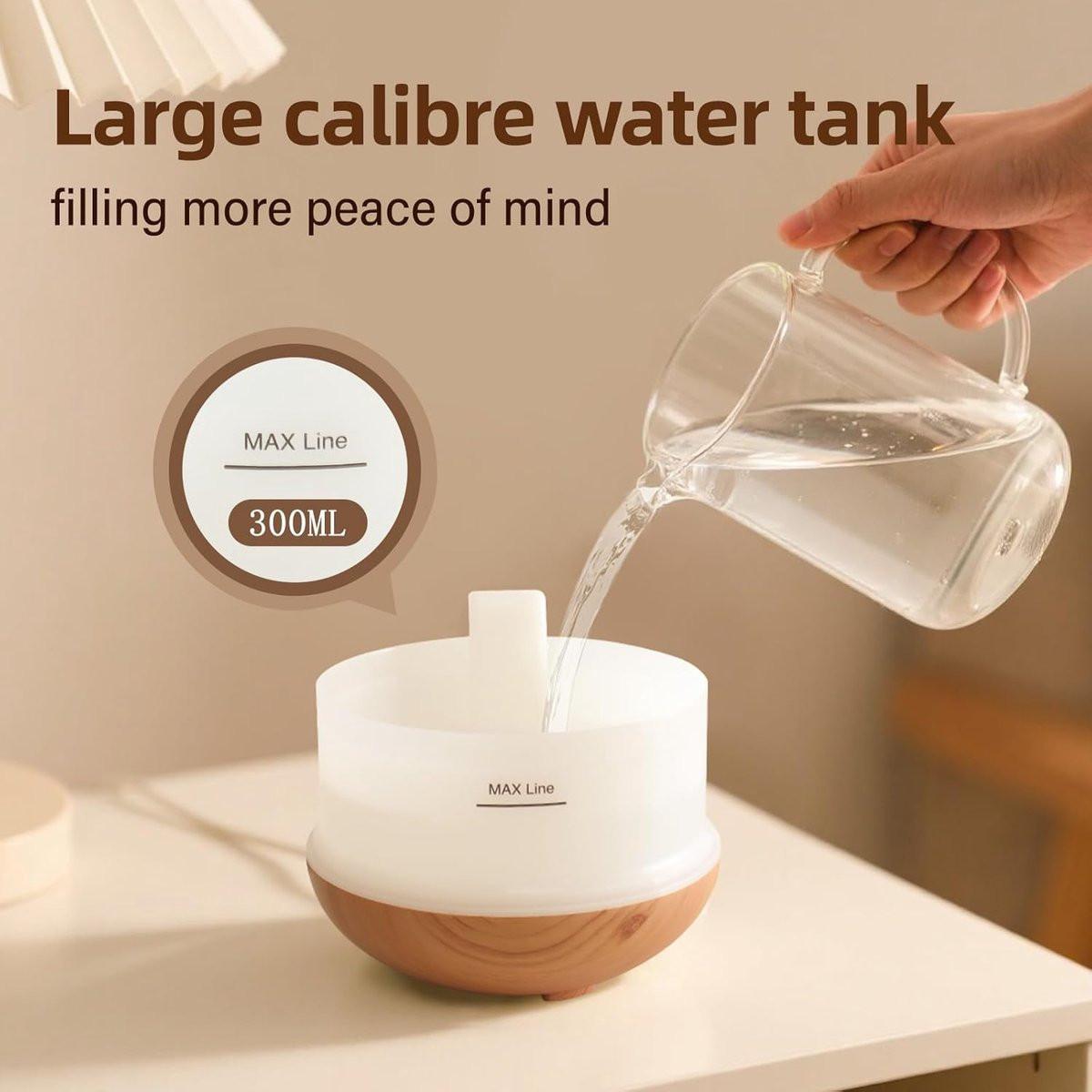 Humidifiers - Aromatherapy Humidifier - 300ml Diffuser - Air Humidifier - Room Humidifier - 7-Color LED - Light and Automatic Shut-Off - Essential Oil Diffuser for Home and Office (Light Color).