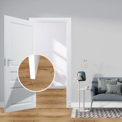 Round wooden doorstop, shockproof and anti-slip, set of 6, 4.5 x 4.2 x 1.6 cm, for floor and parquet, light brown, 45 x 42 x 16 mm.