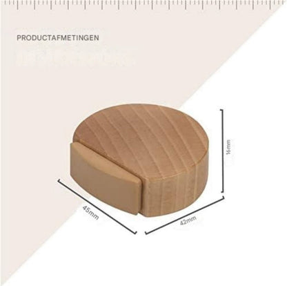 Round wooden doorstop, shockproof and anti-slip, set of 6, 4.5 x 4.2 x 1.6 cm, for floor and parquet, light brown, 45 x 42 x 16 mm.