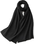 Warm and soft scarf for autumn and winter, warm and lightweight scarf, versatile unisex plain wool scarf (32x190cm) - black