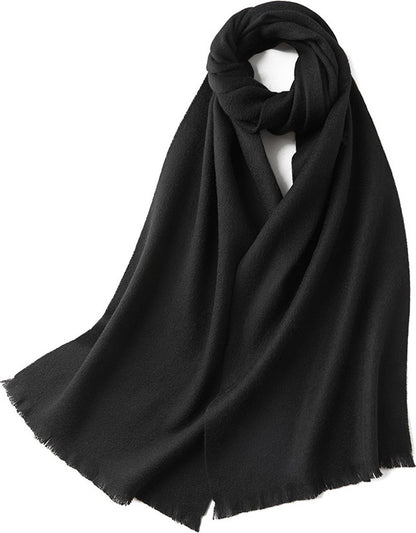 Warm and soft scarf for autumn and winter, warm and lightweight scarf, versatile unisex plain wool scarf (32x190cm) - black