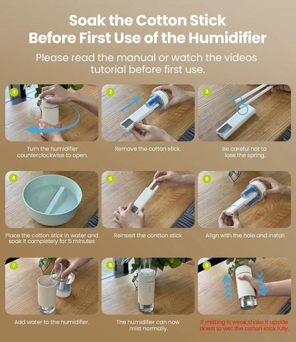 Humidifiers - Air humidifier - Bedroom humidifier - Mini desktop humidifier for travel, office, or children's room - Black.