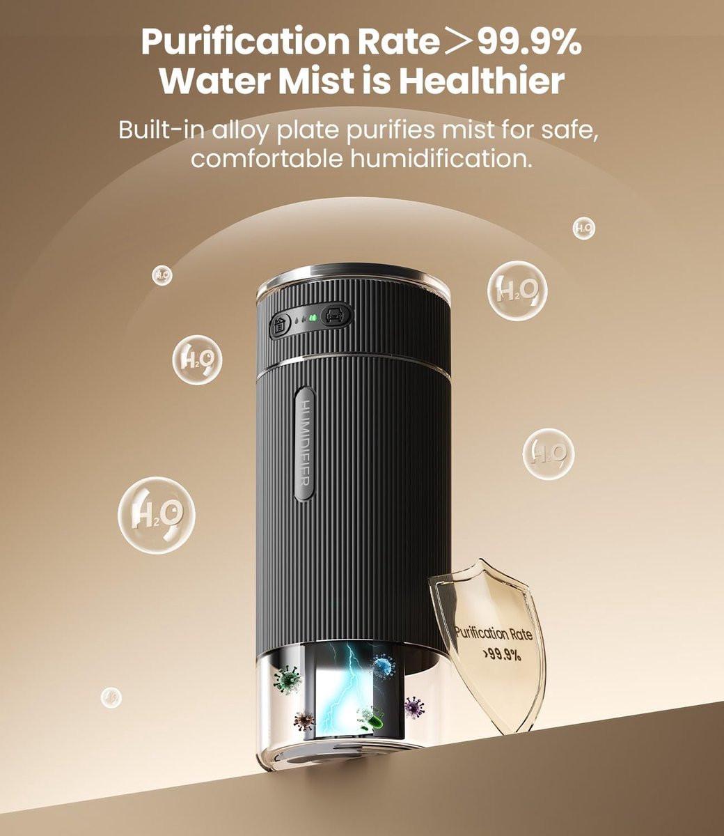 Humidifiers - Air humidifier - Bedroom humidifier - Mini desktop humidifier for travel, office, or children's room - Black.