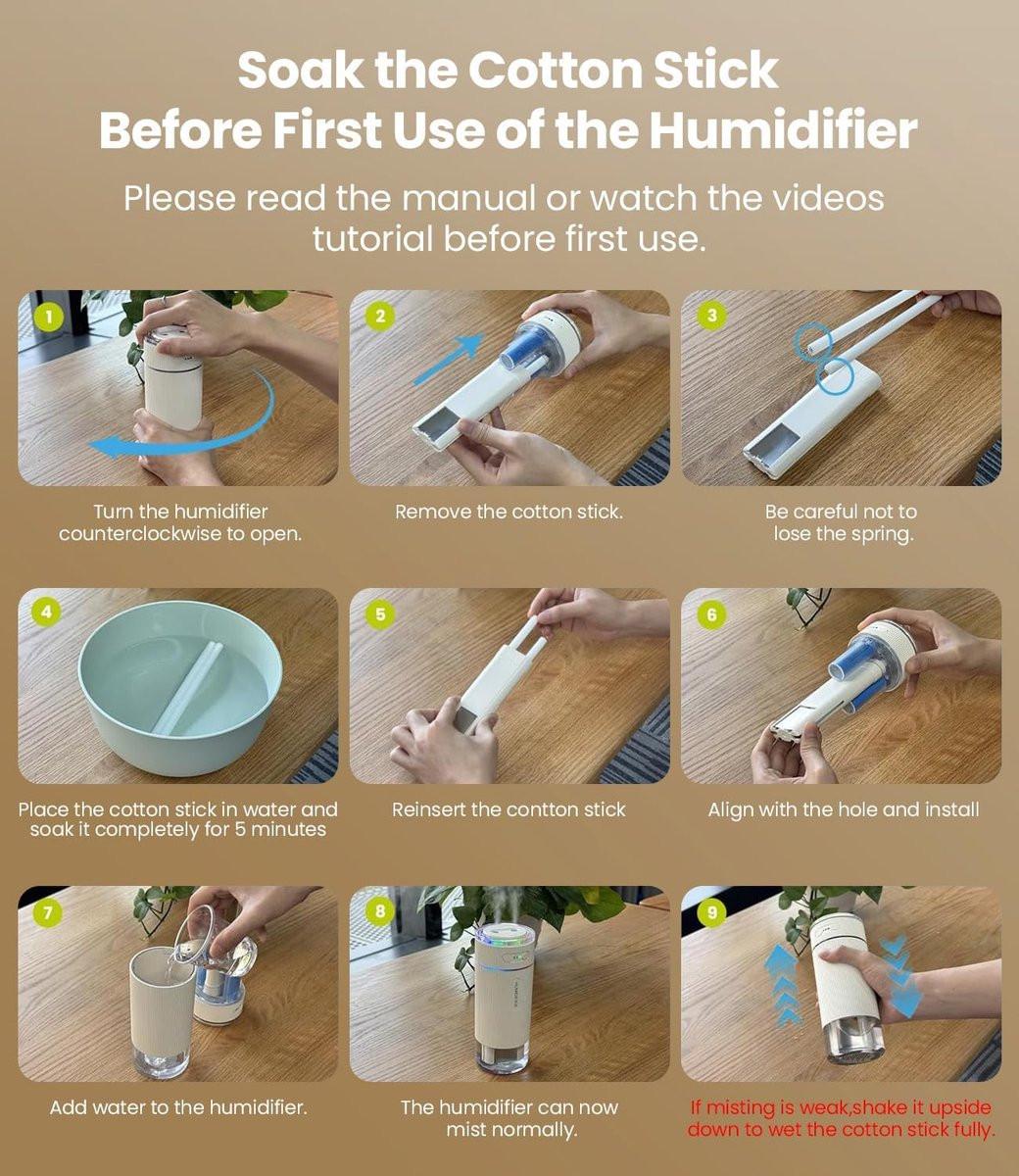 Humidifiers - Air humidifier - Bedroom humidifier - Mini desktop humidifier for travel, office, or children's room - Wit.