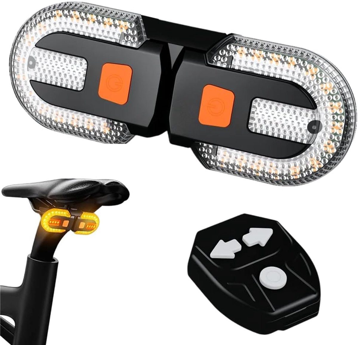 Bicycle light with alarm and rechargeable battery - Bicycle lamp - Bicycle alarm - Bicycle light - Bicycle alarm with remote control - Bicycle taillight - USB rechargeable - Waterproof - Alarm system - Bicycle taillight with alarm function - Black