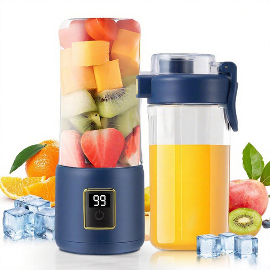 Portable Blender - Mini Blender - 12 Blades - Portable - On-the-Go Blender - Mini Juicer - Smoothie Maker - Perfect for Smoothies, Juices, and Baby Food - Dark Blue.