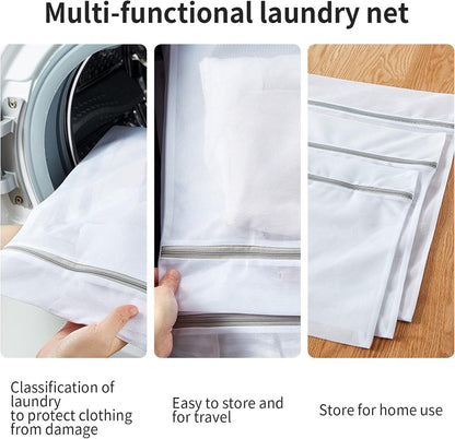 Set of 3 Laundry Bags - Net Clothes - Groot Laundry Nets - Large, Strong Bags - For Delicate Clothes - Perfect for Washing Machines - Jackets - Jeans - 50 x 60 cm - Household Accessory