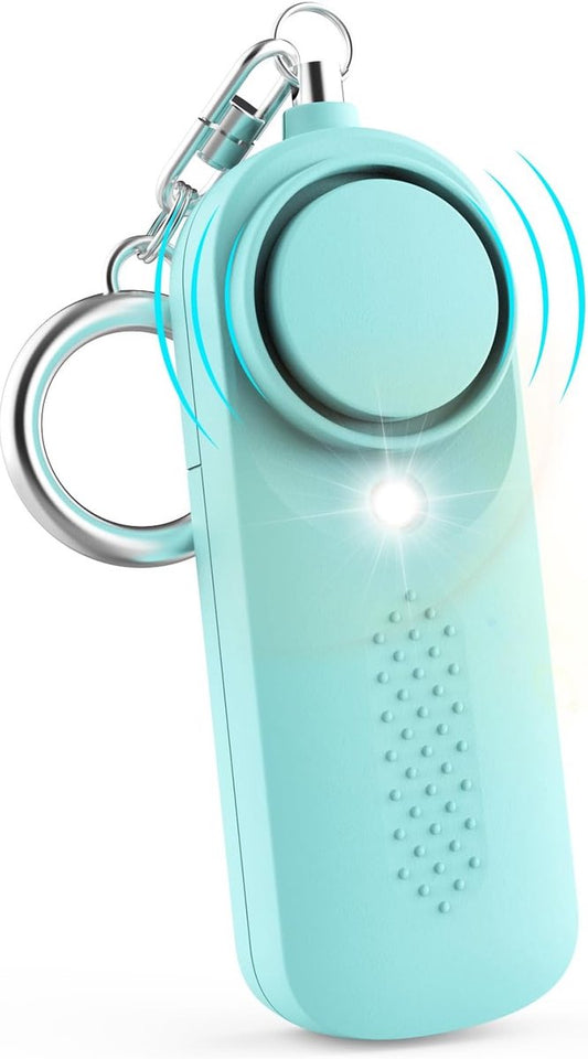 Personal Alarm - 130 dB - Security Siren - Self-Defense Siren - With LED Light-Up Keyring - For Children, Women, Students and Seniors (Blue).