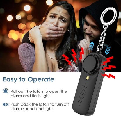 Personal Alarm - 130 dB - Security Siren - Self-Defense Siren - With LED Light-Up Keyring - For Children, Women, Students and Seniors (Black).