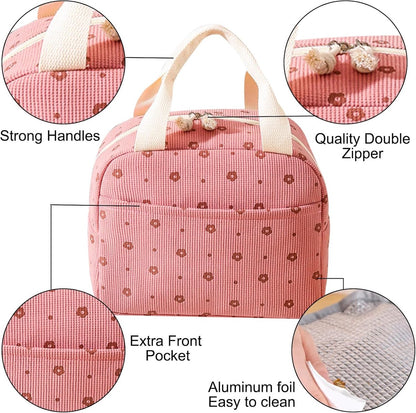 Women's Insulated Lunch Bag - Pink Insulated Bag for Work and School.
