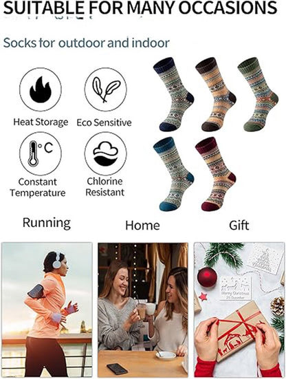 Socks - Women's Socks - Indoor Socks - Warm Winter Socks - Women's Round Neck Winter Socks - Warm and Thick Wool - Comfortable and Soft - Perfect as a Christmas Gift - Christmas Stocking Trim