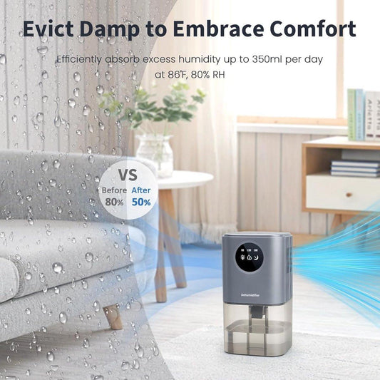 Dehumidifier - Intelligent Ultra - Silent Dehumidifier - Ultra-Quiet Portable Dehumidifier - For Drying Laundry - Dehumidifies Bedrooms, Bathrooms, Wardrobes, and Caravans - Black.