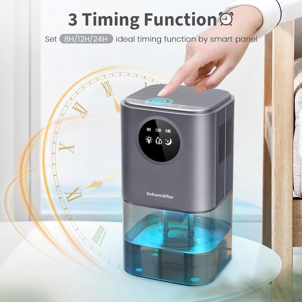 Dehumidifier - Intelligent Ultra - Silent Dehumidifier - Ultra-Quiet Portable Dehumidifier - For Drying Laundry - Dehumidifies Bedrooms, Bathrooms, Wardrobes, and Caravans - Black.