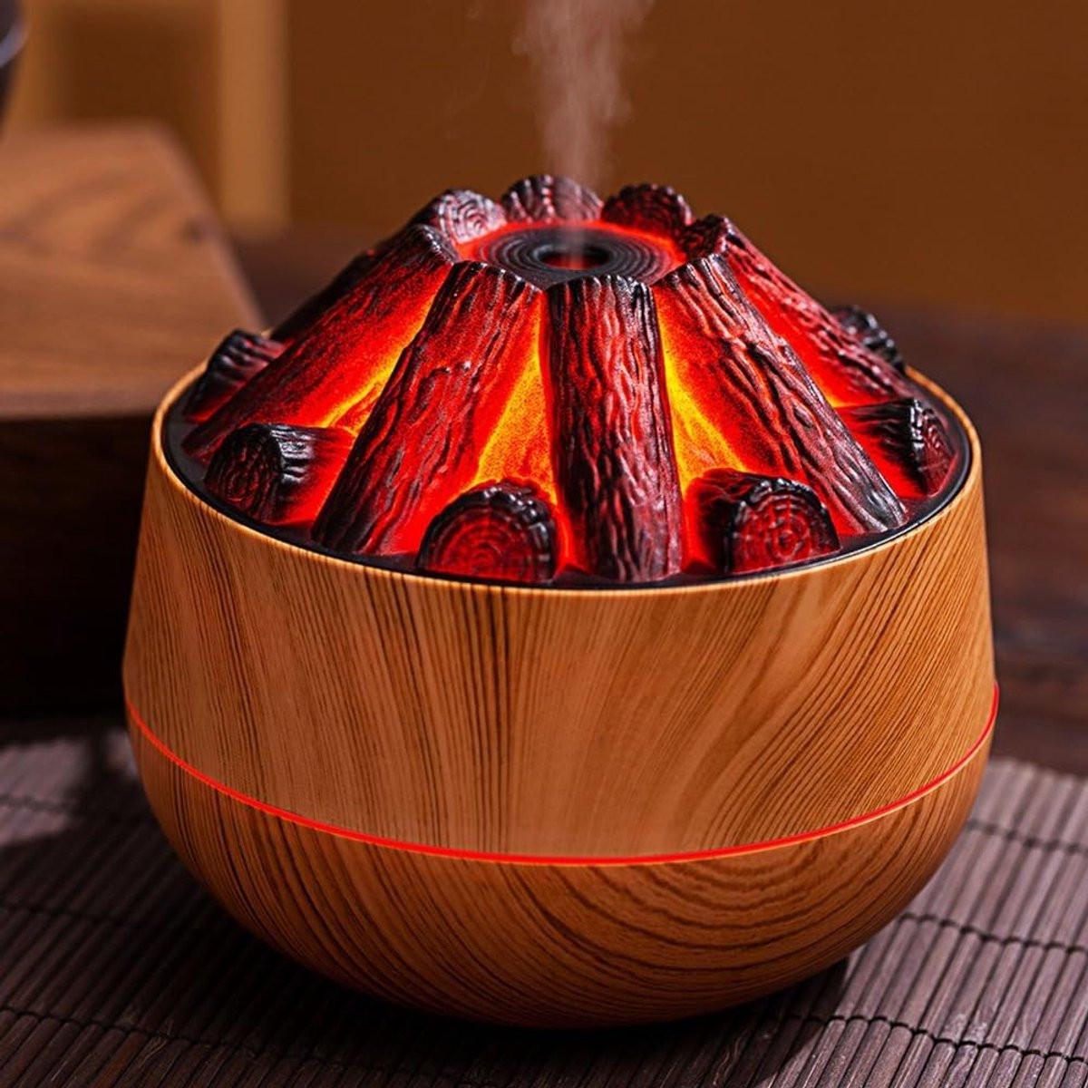 Aromatherapy Air Humidifier - Flame Effect Aromatherapy Diffuser - 300ml - Bedroom Humidifier - Campfire Shape - Small Ultra-Quiet USB Portable Humidifier for Home and Office (Light Color).