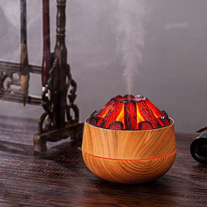 Aromatherapy Air Humidifier - Flame Effect Aromatherapy Diffuser - 300ml - Bedroom Humidifier - Campfire Shape - Small Ultra-Quiet USB Portable Humidifier for Home and Office (Light Color).