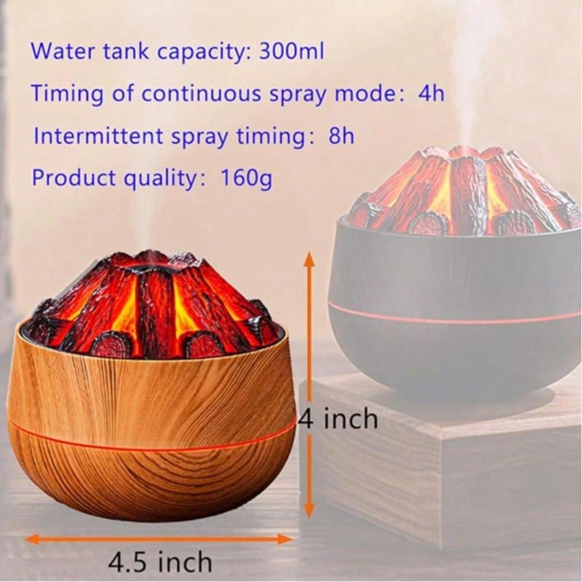 Aromatherapy Air Humidifier - Flame Effect Aromatherapy Diffuser - 300ml - Bedroom Humidifier - Campfire Shape - Small Ultra-Quiet USB Portable Humidifier for Home and Office (Light Color).