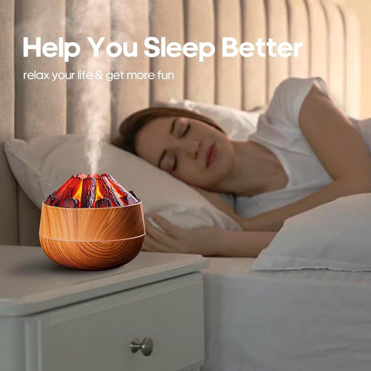 Aromatherapy Air Humidifier - Flame Effect Aromatherapy Diffuser - 300ml - Bedroom Humidifier - Campfire Shape - Small Ultra-Quiet USB Portable Humidifier for Home and Office (Light Color).