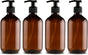 Set of 4 pump bottles 500 ML, transparent brown plastic soap dispenser, refillable shampoo bottle.