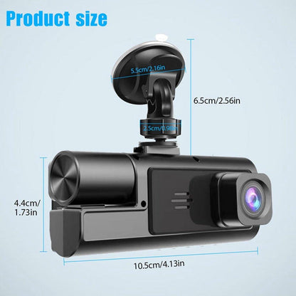 Dashcam - Dual lens 1080p - HD video recorder, wide viewing angle - Loop recording - For safety while driving, parking and traveling.