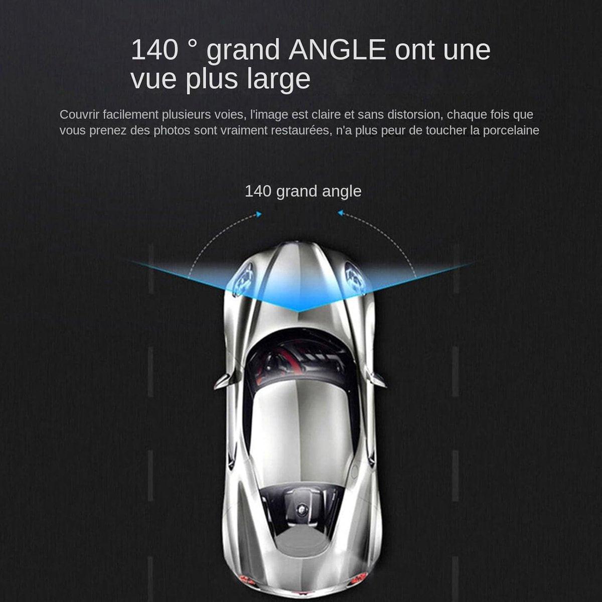 Dashcam - Dual lens 1080p - HD video recorder, wide viewing angle - Loop recording - For safety while driving, parking and traveling.