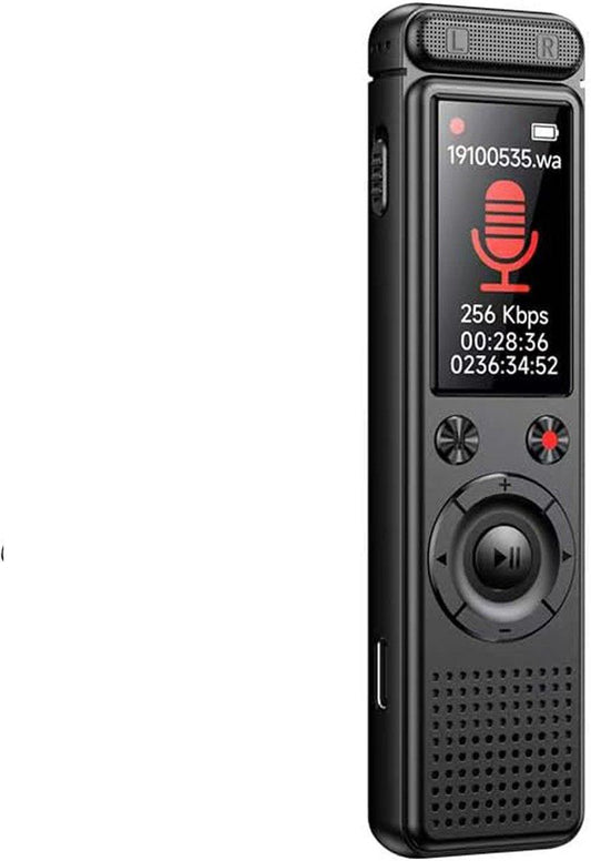 Voice Recorder - Dictaphone - Rechargeable - Portable - Clear Sound - Meetings, Interviews - 64 GB - Black.