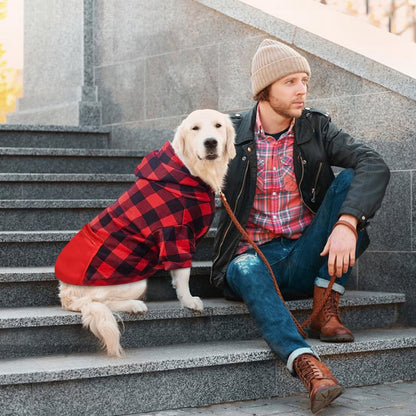 Dog Coat - Plaid Sweater - Warm Dog Coat - Zippered Pockets - Soft Brushed Fleece Hoodie - Winter Coat for Small Dogs - Perfect from Sizes S to 3XL - Warm Dog Clothes - Dog Outerwear