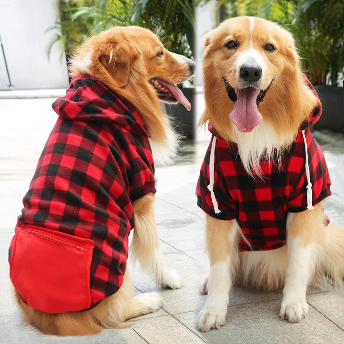 Dog Coat - Plaid Sweater - Warm Dog Coat - Zippered Pockets - Soft Brushed Fleece Hoodie - Winter Coat for Small Dogs - Perfect from Sizes S to 3XL - Warm Dog Clothes - Dog Outerwear
