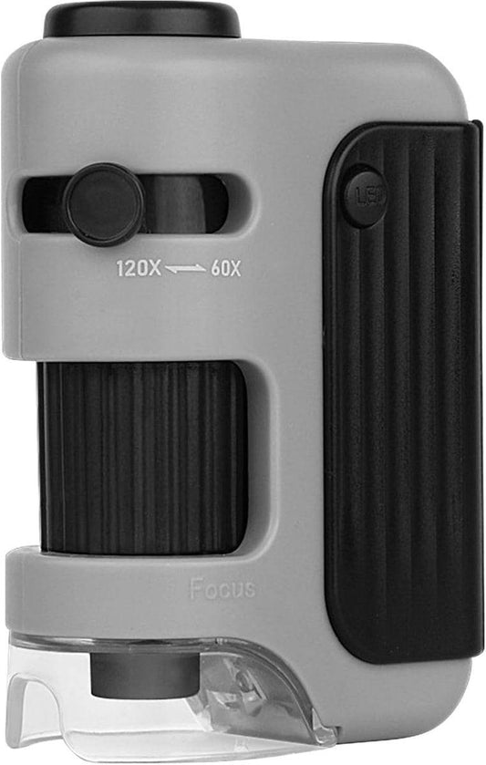 Children's Microscope - Pocket-Sized 60X-120X Microscope for Science Learning - ABS LED Optical Microscope with Glass Stage - For students to explore, discover, and observe.
