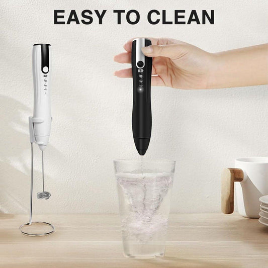 Milk frother - electric milk frother - electric milk frother - milk frother - rechargeable manual milk frother - with 3 speeds for coffee - black frother.