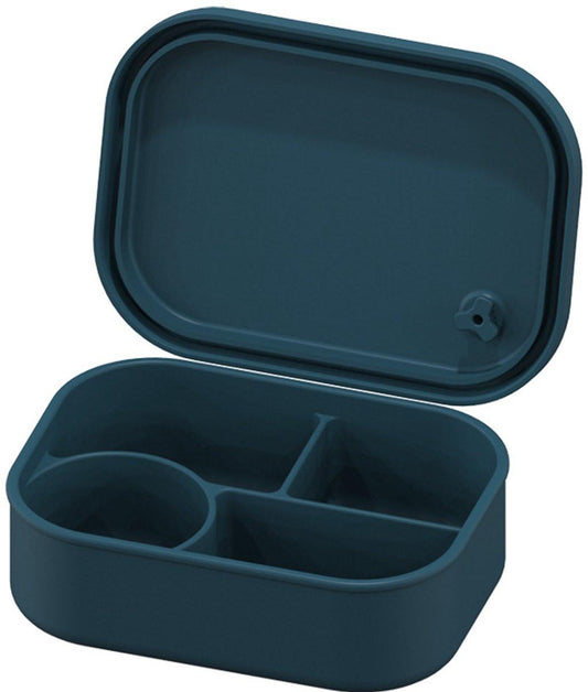 Silicone Lunch Box â For children and adults â Four-compartment lunch box â Leakproof lunch box â For school, picnics and parks (Blue).