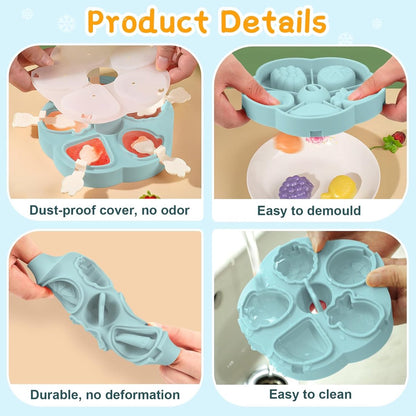 Silicone Ice Cube Trays - 5 Mesh Ice Cube Trays - BPA-Free, Safe for Children and Babies - Mini Ice Cube Trays - Ice Cube Trays with Handles and Lids - Reusable Ice Cube Trays for Kids
