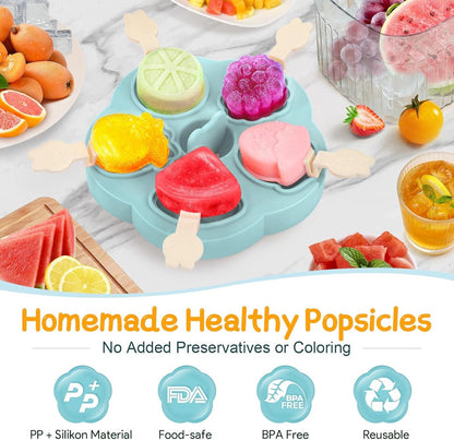 Silicone Ice Cube Trays - 5 Mesh Ice Cube Trays - BPA-Free, Safe for Children and Babies - Mini Ice Cube Trays - Ice Cube Trays with Handles and Lids - Reusable Ice Cube Trays for Kids