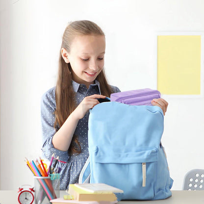 Pencil case - Pencil case for boys and girls - 20 x 8.5 x 8.5 cm - Canvas - Linen - Large capacity - School pencil case - Purple.