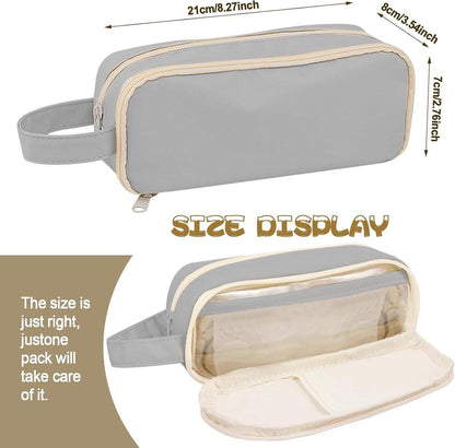 Pencil case, large capacity, suitable for boys and girls, waterproof, expandable, toiletry bag, makeup bag and office supplies, gray.