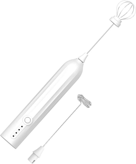 Electric milk frother, manual, rechargeable, mini whisk, USB rechargeable, 3 speeds, for lattes, cappuccinos, coffee, cream, hot chocolate, eggs, etc..