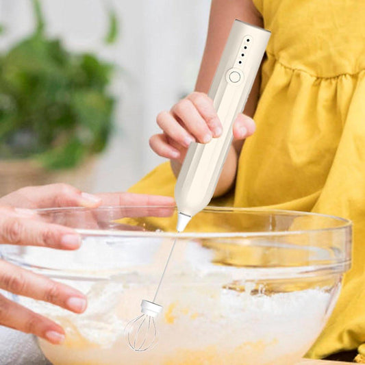 Milk Frother - Electric Milk Frother - Manual Milk Frother - Rechargeable Milk Frother - Mini Whisk - 3-Speed USB Rechargeable Milk Frother - For Lattes, Cappuccinos, Coffee Cream, Hot Chocolate Eggs - Milky White.
