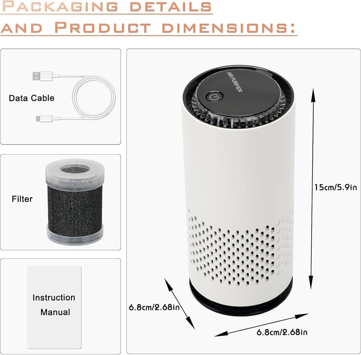 Air purifier - Negative ion air purifier - Air purifier for the home - Rooms up to 20 mÂ² - Negative ion air purifier - Deodorizer - Ionizer - Wit.