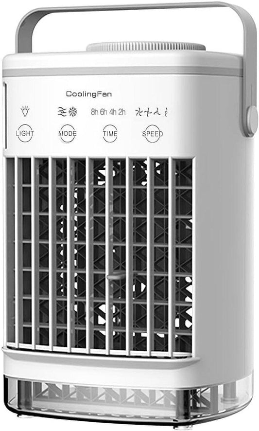 Fan - Small fan - Portable air cooler - Mini mobile air conditioner - Personal evaporative air cooler - Timer function and 7 LED lights - Air coolers for home, office and bedroom.