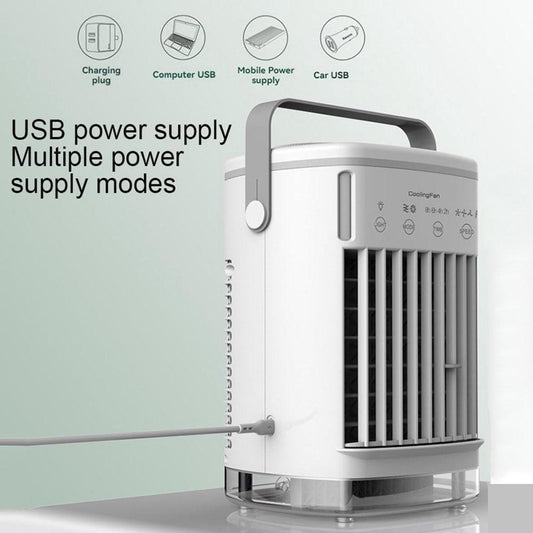 Fan - Small fan - Portable air cooler - Mini mobile air conditioner - Personal evaporative air cooler - Timer function and 7 LED lights - Air coolers for home, office and bedroom.