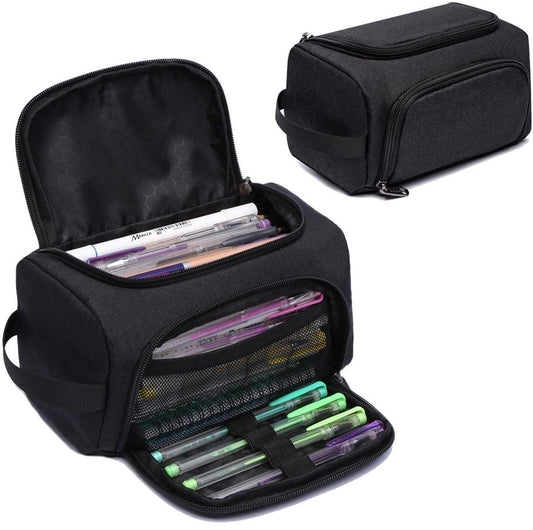 Pencil case for boys and girls - Pencil case for adults - School pencil case - 24 x 13 x 13 cm - Black.