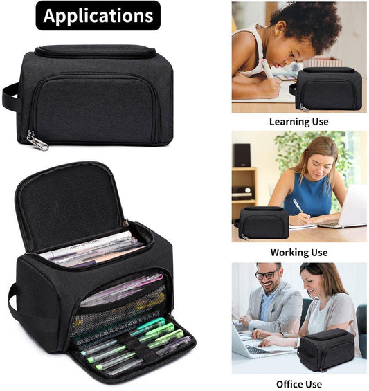 Pencil case for boys and girls - Pencil case for adults - School pencil case - 24 x 13 x 13 cm - Black.